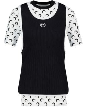 Marine Serre Layered Jersey Short-Sleeves T-Shirt - Black