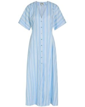 STAUD Striped Midi Dress - Blue