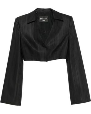 Dondup Pinstripe-Pattern Cropped Blazer - Black