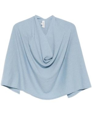 Eric Bompard Kurzer Kaschmir-Poncho Mit Wasserfallkragen - Blau