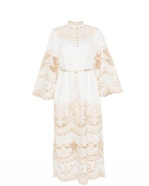 knee length dresses for ladies Zimmermann White Embroidered Longsleeve Dress, size 2 - BOPF main image 1