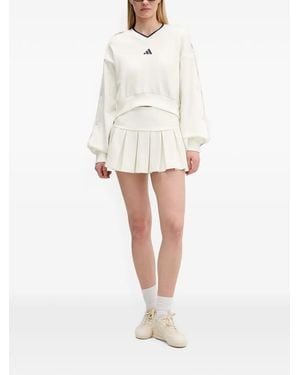 adidas Logo-Print Press-Stud Sweater - White