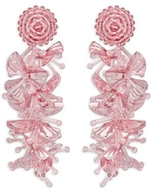 Oscar de la Renta Sequin Floral Earrings - Pink