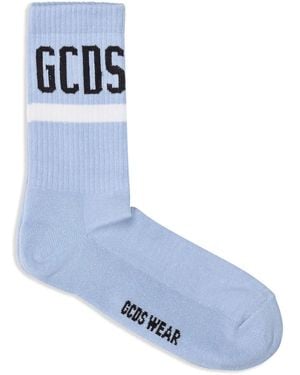 Gcds Intarsia-logo Socks - Blue