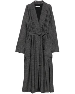 Liviana Conti Herringbone-Pattern Belted Coat - Black