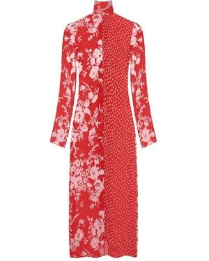 Marine Serre Floral-Polka Dot Print Maxi Dress - Red