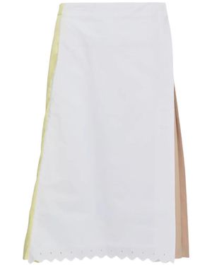 Pushbutton Midi-Rok Met Plooien En Colourblocking - Wit