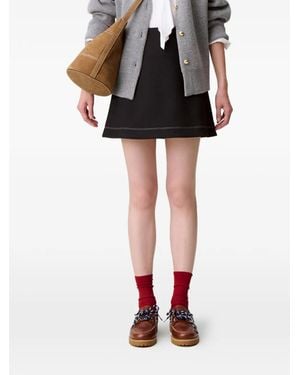 Claudie Pierlot Minifalda con costuras en contraste - Negro