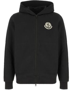 Moncler Logo-Patch Zip-Up Hoodie - Black