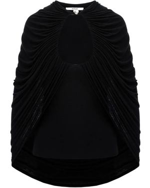 MANURI Draped Blouse - Black