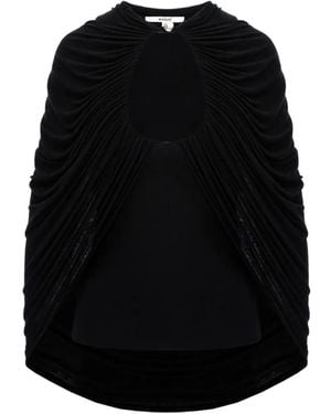 MANURI Draped Blouse - Black