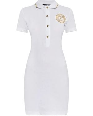 Versace Jeans Couture Polo Dress With Embroidered Logo - White
