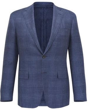 Canali Check-Pattern Notched-Lapel Blazer - Blue