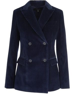 Max Mara Double-Breasted Corduroy Blazer - Blue