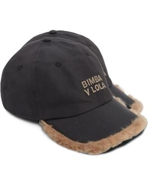 Bimba Y Lola Nylon And Fur Cap - Black