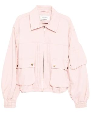Feng Chen Wang Logo-Patched Long-Sleeve Bomber Jacket - Pink