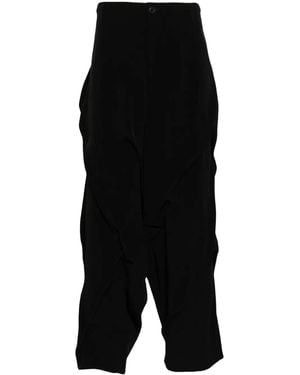 Yohji Yamamoto Pleated Drop-Crotch Trousers - Black