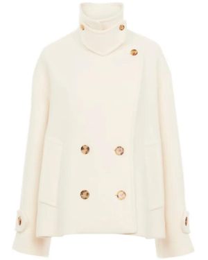 Chloé Abrigo Con Doble Botonadura Y Cuello Alto - Blanco