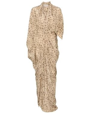Cortana Mayu Abstract-Print Draped Dress - Natural