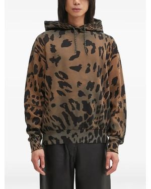 Aries Leopard-Print Hoodie - Brown