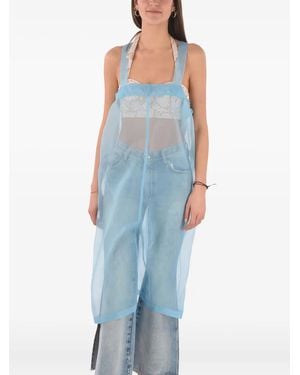 Maison Margiela Sheer Sleeveless Midi Day Dress - Blue