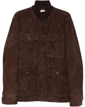 Valstar Veste En Cuir À Poches Boutonnées - Marron