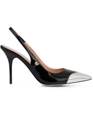 Love Moschino Patent-Leather Slingback Court Shoes - Black