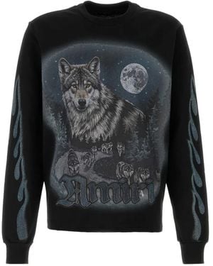 Amiri Wolf Flame Cotton Sweatshirt - Black