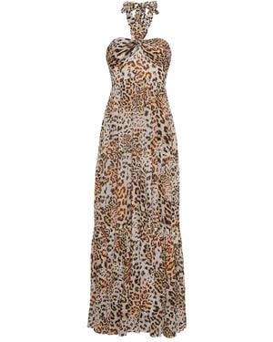 Cara Cara Halterneck Tiered Maxi Dress - Natural