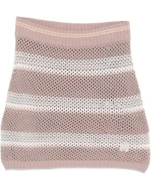 Amiri Crochet Striped Mini Skirt - Natural