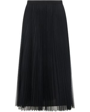 Fabiana Filippi Wide Pleated Tulle Skirt With Knitted Belt - Black