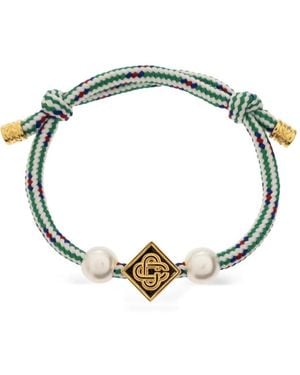 CASABLANCA Pulsera Con Placa Del Logo Y Perlas - Multicolor