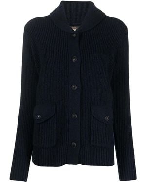 RRL Button-Up Ribbed-Knit Cardigan - Blue