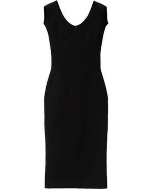 Versace Cotton Ribbed Knit Midi Dress - Black