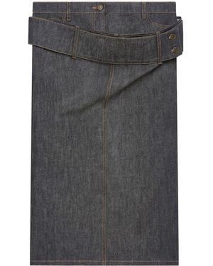 Courreges Double-Belt Denim Skirt - Grey