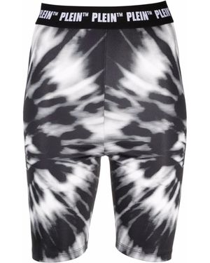 Philipp Plein Tie Dye-Print Cycling Shorts - Grey