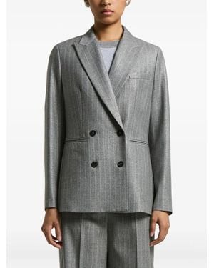 Peserico Pinstripe Double-Breasted Blazer - Grey