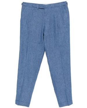 Briglia 1949 Pleated Slub-Texture Trousers - Blue
