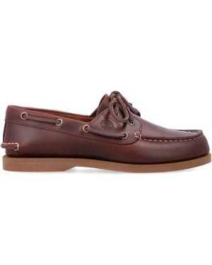 Timberland Bordeaux Calf Leather Mocassins With Lace-Up - Brown