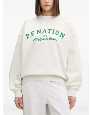 P.E Nation Logo-Embroidered Sweatshirt - Grey
