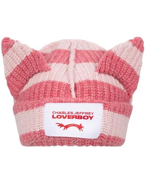 Charles Jeffrey Chunky Ears Gestreepte Muts - Roze