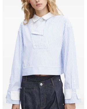 Munthe Striped-Pattern Panelled Shirt - White