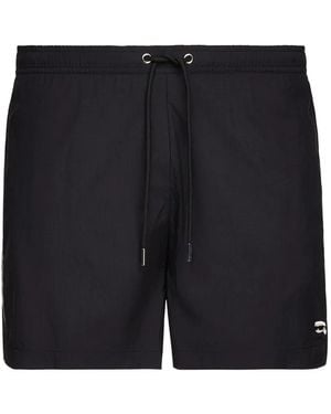 KARL LAGERFELD Ikon Ripstop Short Swim Shorts - Black