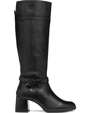 Geox 70Mm Leather Boots - Black