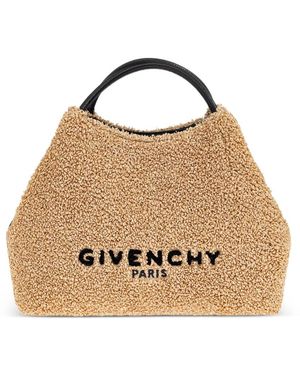 Givenchy Nano Facet Logo-Embroidered Raffia-Effect Tote Bag - Metallic