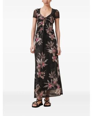 AllSaints Gabby Floral-Print Drawstring Dress - Black