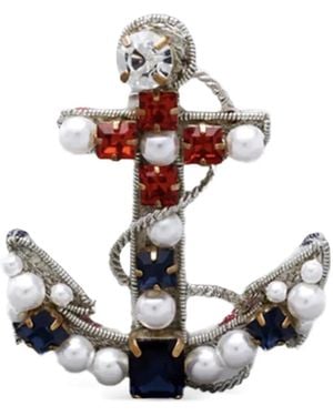 Thom Browne Broche Con Detalle De Perlas - Blanco