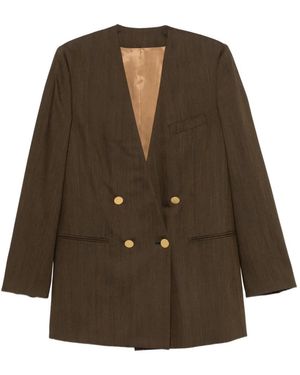 Alberta Ferretti Chest-Pocket Double-Breasted Blazer - Brown
