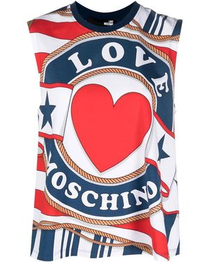 Love Moschino Heart Logo-Print Tank Top - Red