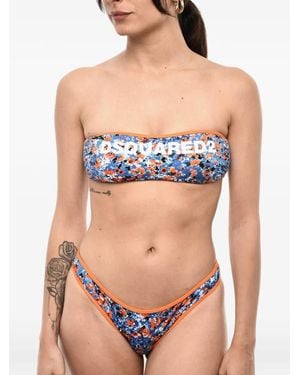 DSquared² Bikinioberteil Mit Logo-Print - Blau